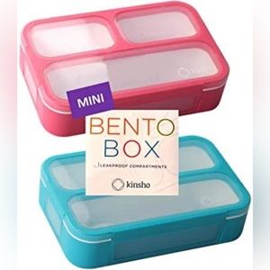 Small Bento Lunch Boxes | MINI Leak-proof Boxes, Pink and Blue Set of 2 - NWT